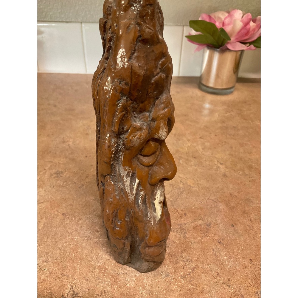 Vintage 1974 Old Man Tree Spirit Wizard Face Wax Candle Brown Folk Art Decor - Picture 5 of 12